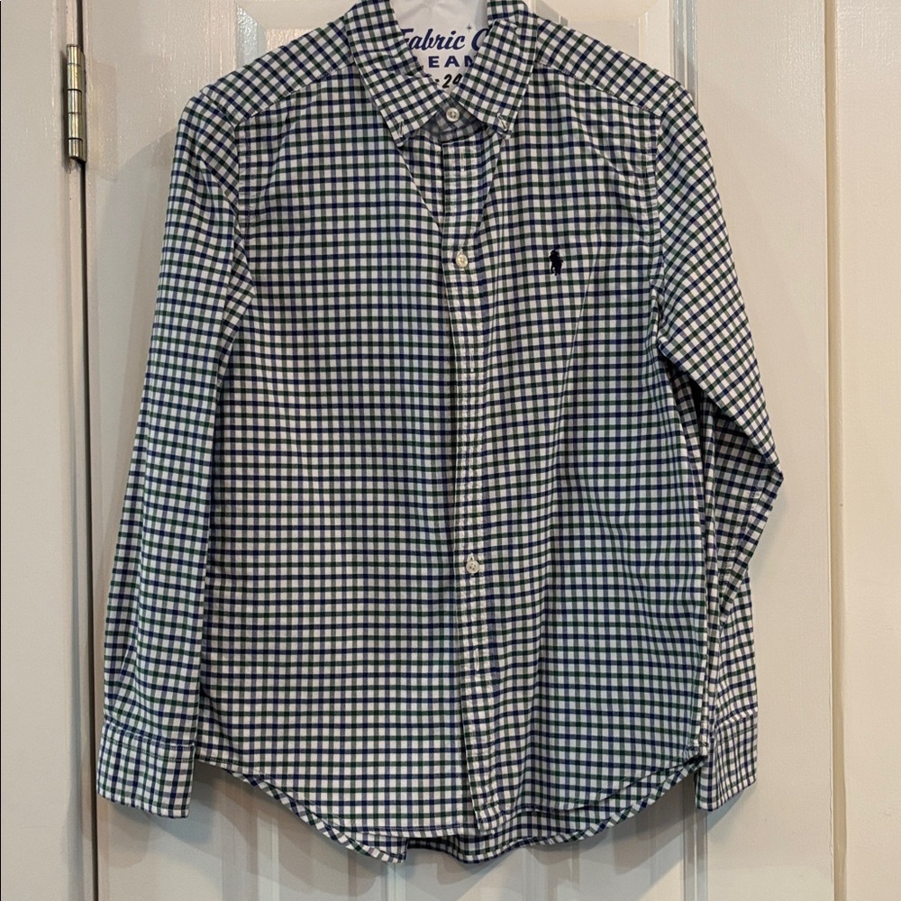 Ralph Lauren Blue Green &  White Plaid Shirt
